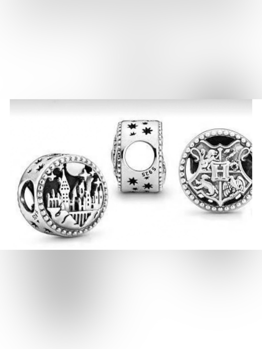 Pandora Silver Hogwarts Castle & Crest Charm Set